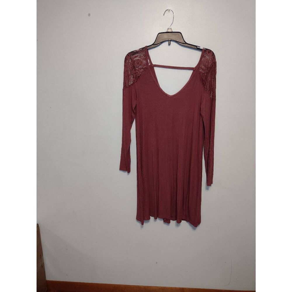 NWT American Eagle size L Maroon 3/4 sleeve V Neck Dress